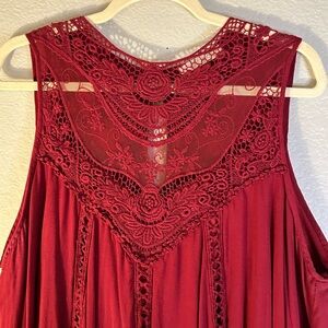 Entro Red Lace Detail Tunic